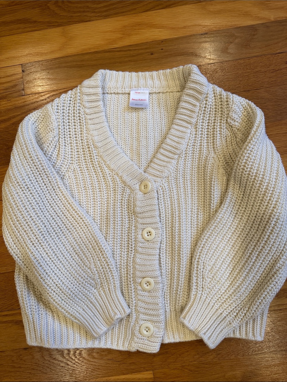 Hanna Andersson Cream Chunky Knit Button Cardigan size 5